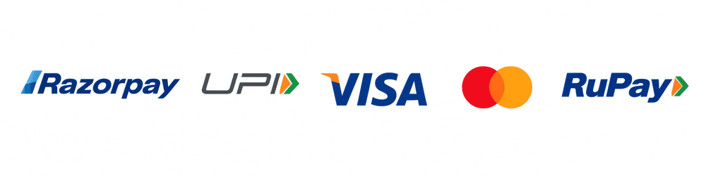 Accepted payment methods: Razorpay, UPI, Visa, Mastercard, RuPay
